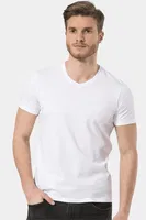 Kısa Kollu V Yaka Pamuklu Erkek Wtshirt New York detay görünüm