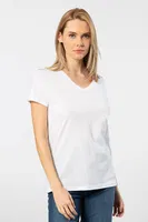 Kısa Kollu Beyaz V Yaka Kadın Tshirt Wtshirt Venice detay görünüm