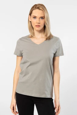 Wtshirt V Yaka Düz Kısa Kollu Wtshirt Venice Kadın Tshirt