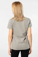 V Yaka Düz Kısa Kollu Wtshirt Venice Kadın Tshirt Gri farklı açı