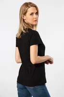 Siyah Kısa Kollu Wtshirt Venice V Yaka Kadın Tshirt Siyah farklı açı
