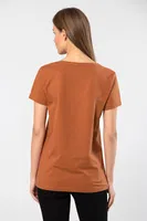Pamuklu V Yaka Wtshirt Venice Kadın Tshirt Tarçın farklı açı