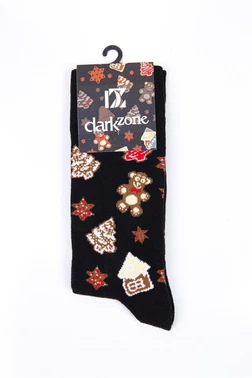 Darkzone Yeni Yıl Figürleri Desenli Yılbaşı Erkek Çorap Darkzone DZCPNY0002 - Alternatif Görünüm