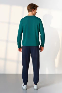 Doreanse Yeşil Sweatshirt Lacivert Jogger Erkek Eşofman Pijama Takımı Doreanse 25K4549 - Alternatif Görünüm