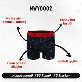 Darkzone Yılbaşı Desenli Kırmızı Boxer Darkzone NWY0002 - Alternatif Görünüm