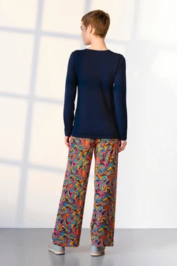 Doreanse Yuvarlak Yaka Uzun Kollu Desenli Cepli Pijama Takımı Doreanse 25K4047 - Alternatif Görünüm