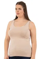 Yuvarlak Yaka Viskon Esnek Yumuşak Kalın Askılı Büyük Beden Örme Kadın Atlet Özkan 25922  Ten görsel 7