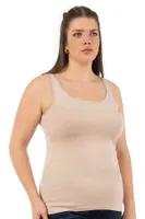 Yuvarlak Yaka Viskon Esnek Yumuşak Kalın Askılı Büyük Beden Örme Kadın Atlet Özkan 25922  Ten görsel 8