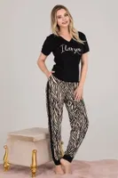 Zebra Uzun Kollu Lady Pijama Takımı 11660 Siyah