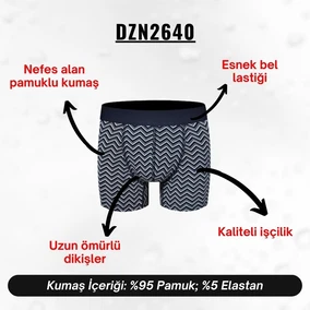 Darkzone Zikzak Desenli Lacivert Erkek Boxer Darkzone DZN2640 - Alternatif Görünüm