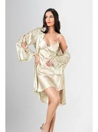 Ahu Lingerie 2 li Kısa Sabahlık Takımı Desenli Ahu Loriva 1902