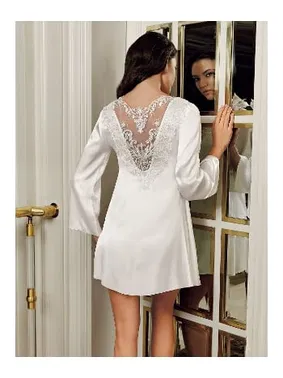 İmaj 2 Parça Ekru Saten Gecelik Takımı Göğüs Sırt Dantel Güpür Kristal Taş Detaylı İmaj 4207 - Alternatif Görünüm