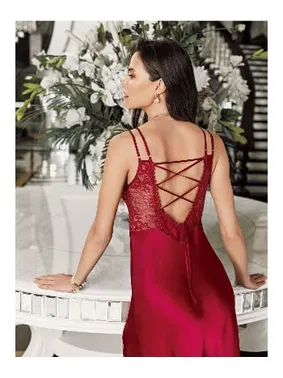İmaj 2li Bordo Saten Fantazi Gecelik Takımı Transparan Dantel Detaylı İmaj 3202 - Alternatif Görünüm