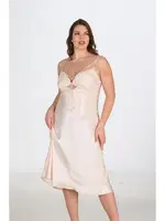 2li Büyük Beden Fildişi Gecelik Sabahlık Takımı Bigsize Ahu 6222 Bej farklı açı