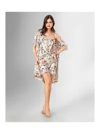 Ahu Lingerie 2li Çiçekli Sabahlık Gecelik Takımı Ahu Loriva 1817