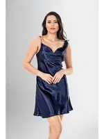 2Li Desenli Sabahlık Kısa Gecelik Takımı Desenli Ahu Loriva 1916 Lacivert detay görünüm