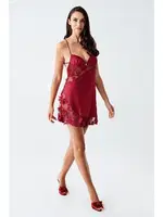 Çapraz Askılı Asimetrik Sabahlık 2'li Saten Gecelik Takımı İmaj 2410 Bordo farklı açı