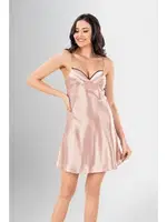 2Li Kısa Sabahlık Gecelik Takımı Desenli Ahu Loriva 1906 Vizon detay görünüm