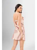 2Li Kısa Sabahlık Gecelik Takımı Desenli Ahu Loriva 1906 Vizon farklı açı