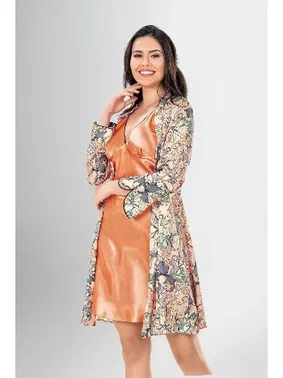 Ahu Lingerie 2Li Kısa Saten Sabahlık Gecelik Takımı 1932 Ahu Loriva 1932