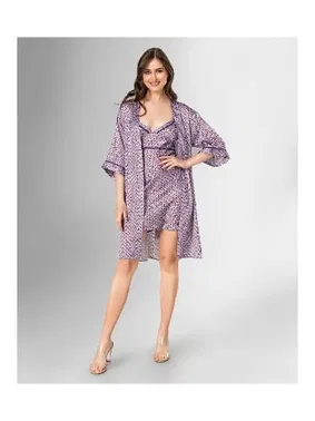 Ahu Lingerie 2li Sabahlık Gecelik Lacivert Takımı Ahu Loriva 1828