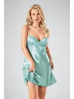 2li Sabahlıklı Gecelik Takım Saten Yeşil Ahu 7709 Yeşil detay görünüm