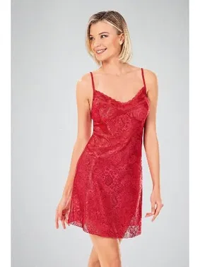 Ahu Lingerie 2li Sabahlıklı Kırmızı Gecelik Takım Ahu 7737 - Alternatif Görünüm