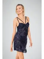 2li Sabahlıklı Lacivert Gecelik Takım Ahu 7738 Lacivert detay görünüm