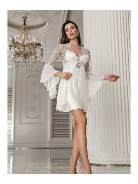 İmaj 2'li Saten Transparan Dantel Sırtı Biyeli Bağlama Detaylı Fantazi Gecelik Takımı İmaj 3205 - Alternatif Görünüm