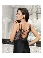 2li Siyah Saten Fantazi Gecelik Takımı Transparan Dantel Detaylı İmaj 3202 Siyah detay görünüm