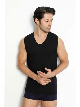 Lüx DRM 3 Adet V Yaka Kolsu Bamboo Kumaş Erkek Atlet - T-shirt Lüx DRM 3904