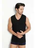 3 Adet V Yaka Kolsu Bamboo Kumaş Erkek Atlet - T-shirt Lüx DRM 3904 Siyah