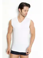 3 Adet V Yaka Kolsu Bamboo Kumaş Erkek Atlet - T-shirt Lüx DRM 3904 Beyaz detay görünüm