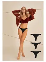 3 lü Paket Nbb Lazer Kesim Tanga Slip Külot NBB 329 Siyah