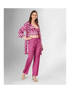 Ahu Lingerie 3lü Fuşya Büstiyer Pijama Takımı Ahu Loriva 1836