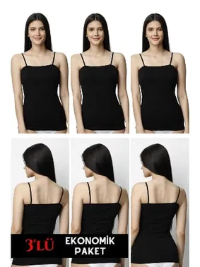 Donex 3'lü Kadın İp Askılı Atlet 3350 Donex 3350