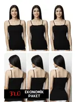 3'lü Kadın İp Askılı Atlet 3350 Donex 3350 Siyah