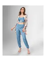 3lü Mavi Büstiyerli Sabahlıklı Pijama Takımı Ahu Loriva1825 Mavi