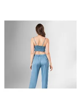 Ahu Lingerie 3lü Mavi Büstiyerli Sabahlıklı Pijama Takımı Ahu Loriva1825 - Alternatif Görünüm