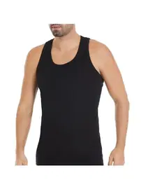 Yıldız Çamaşır 3'lü Paket Pamuk Sporcu Erkek Siyah Ribana Atlet Yıldız 17