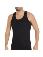 3'lü Paket Pamuk Sporcu Erkek Siyah Ribana Atlet Yıldız 17 Siyah