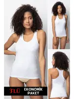 3'lü Pamuklu Kadın Sporcu Atlet Donex 1340 Beyaz