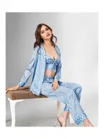 3lü Pijama Takımı Mavi Puantiyeli Ahu Loriva 1806 Mavi