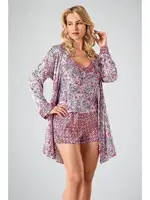 3lü Şort Takımı Desenli Ahu 7730 Pembe