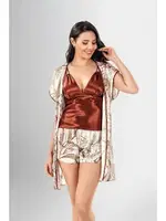 3lü Şort Takımı Desenli Kiremit Ahu Loriva 1911 Kahverengi