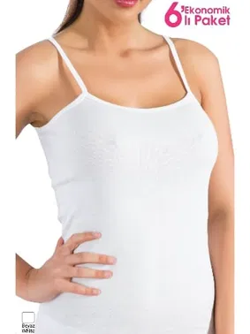 Lüx DRM 6 Adet Ip Askılı pamuklu Ekonomik Paket Kadın Atlet LuxDRM 6500