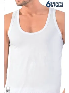 Lüx DRM 6 Adet %100 Pamuk Battal Penye Erkek Atlet Ekonomik Paket Lüx DRM 6001