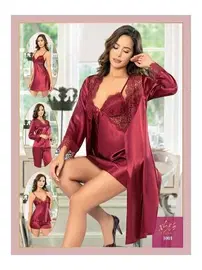 XSES 6Lı Dantelli Saten Gecelik Takımı Gelin Seti XSES 1001