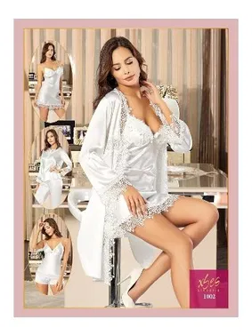 XSES 6Lı Gelin Çeyiz Seti Dantelli Saten Gecelik Takımı XSES 1002