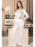 6Lı Gelin Çeyiz Seti Dantelli Saten Gecelik Takımı XSES 1002 Ekru görsel 4